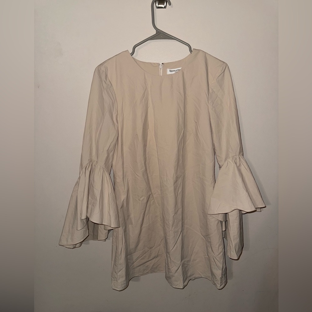 Amanda Uprichard shift-style mini dress with bell sleeves Medium